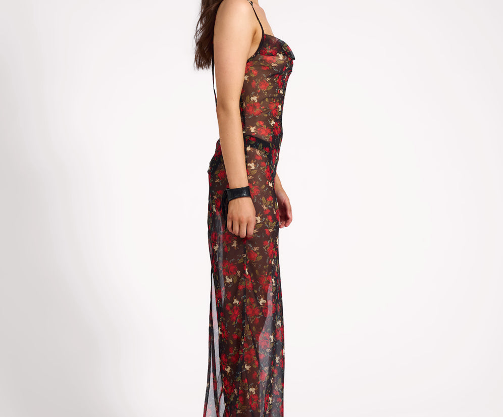 Flower Jagger Slip Dress - Red