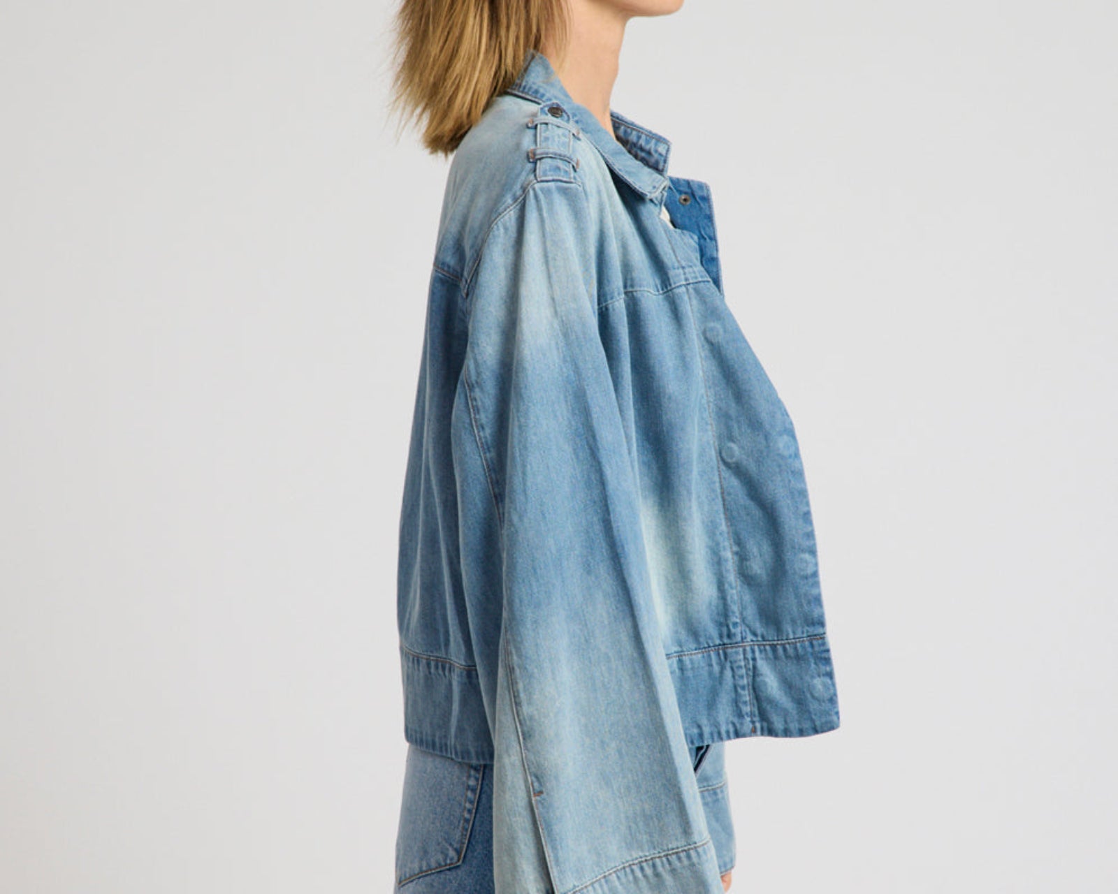 Victory Belle Denim Linen Jacket - Blue Latte