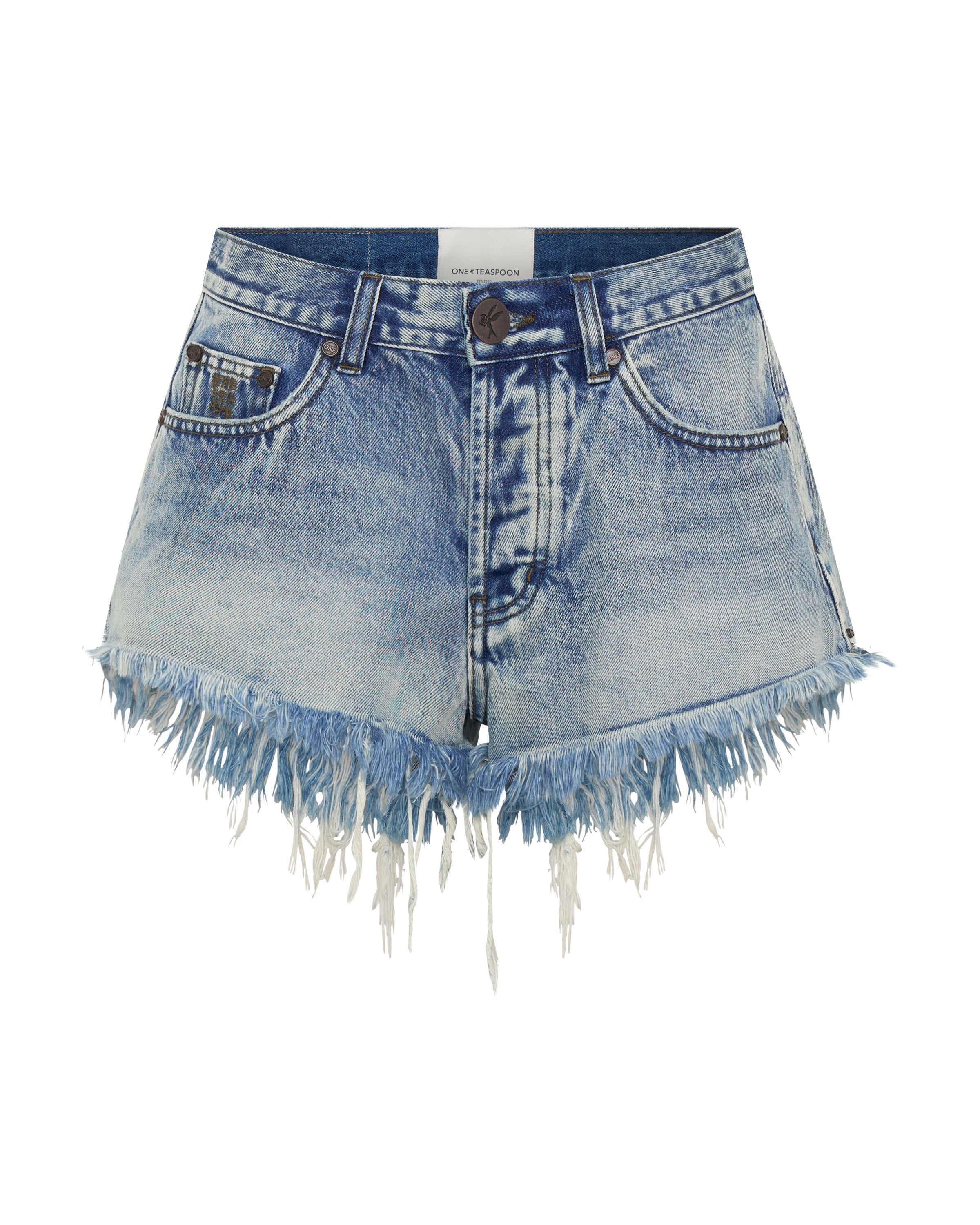 Le Wolves Mid Waist Mid Length Denim Shorts - Salty Dog Blue | One