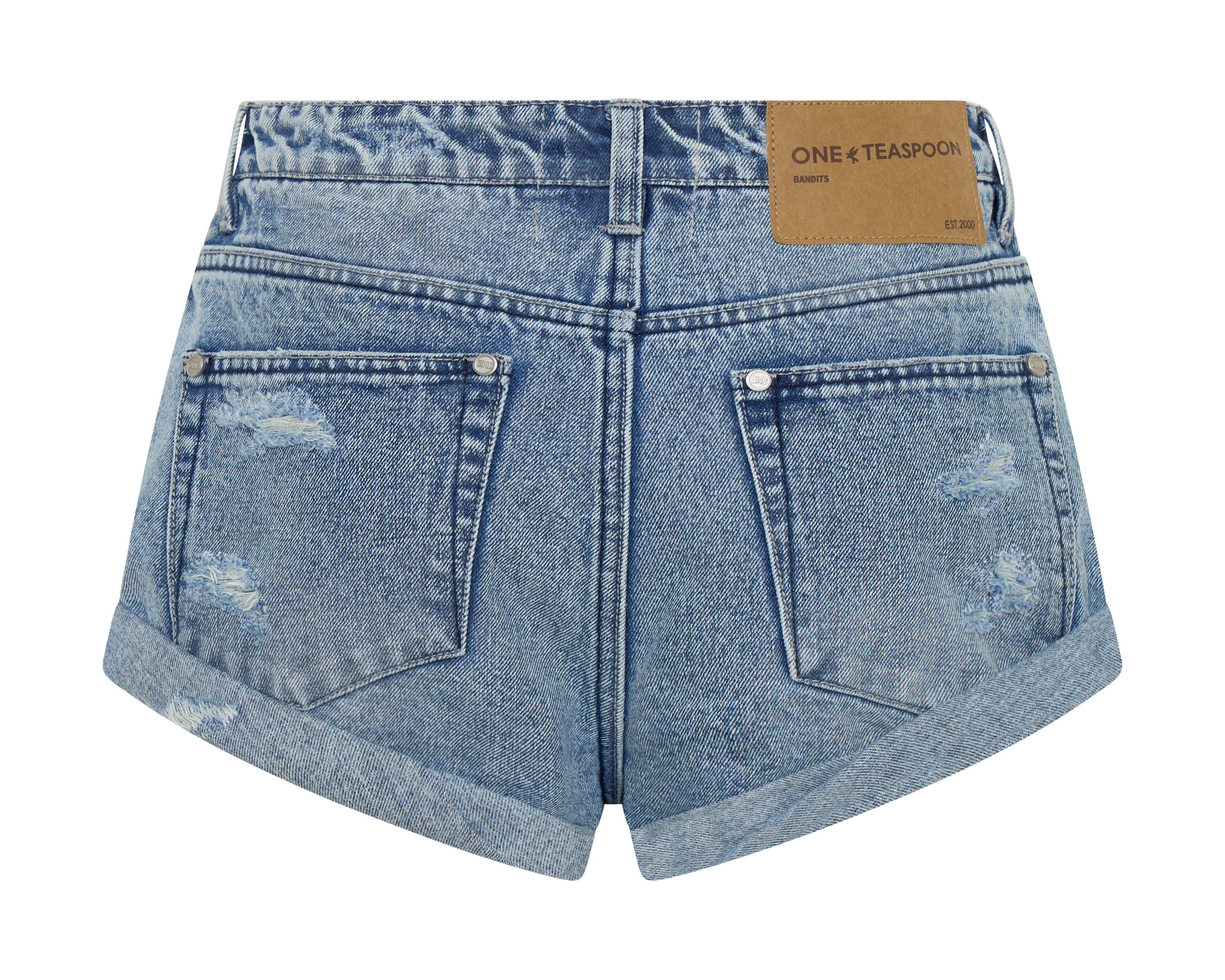 Long Bandits Low Waist Denim Shorts - Salty Dog Blue
