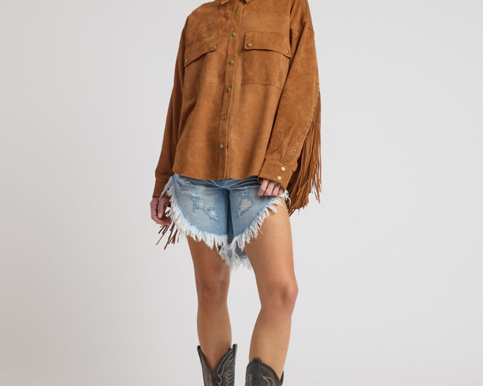 Daria Fringed Suede Jacket - Chestnut