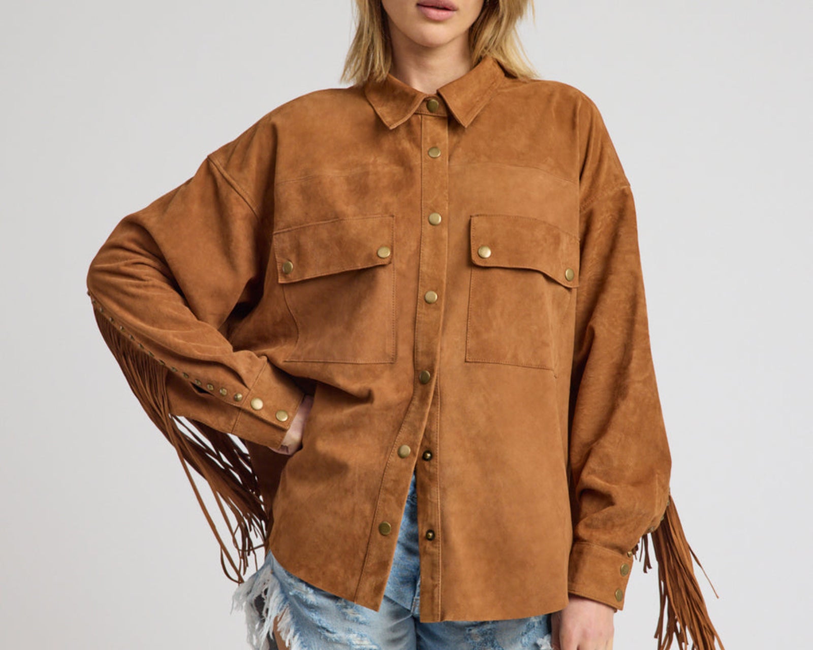 Daria Fringed Suede Jacket - Chestnut