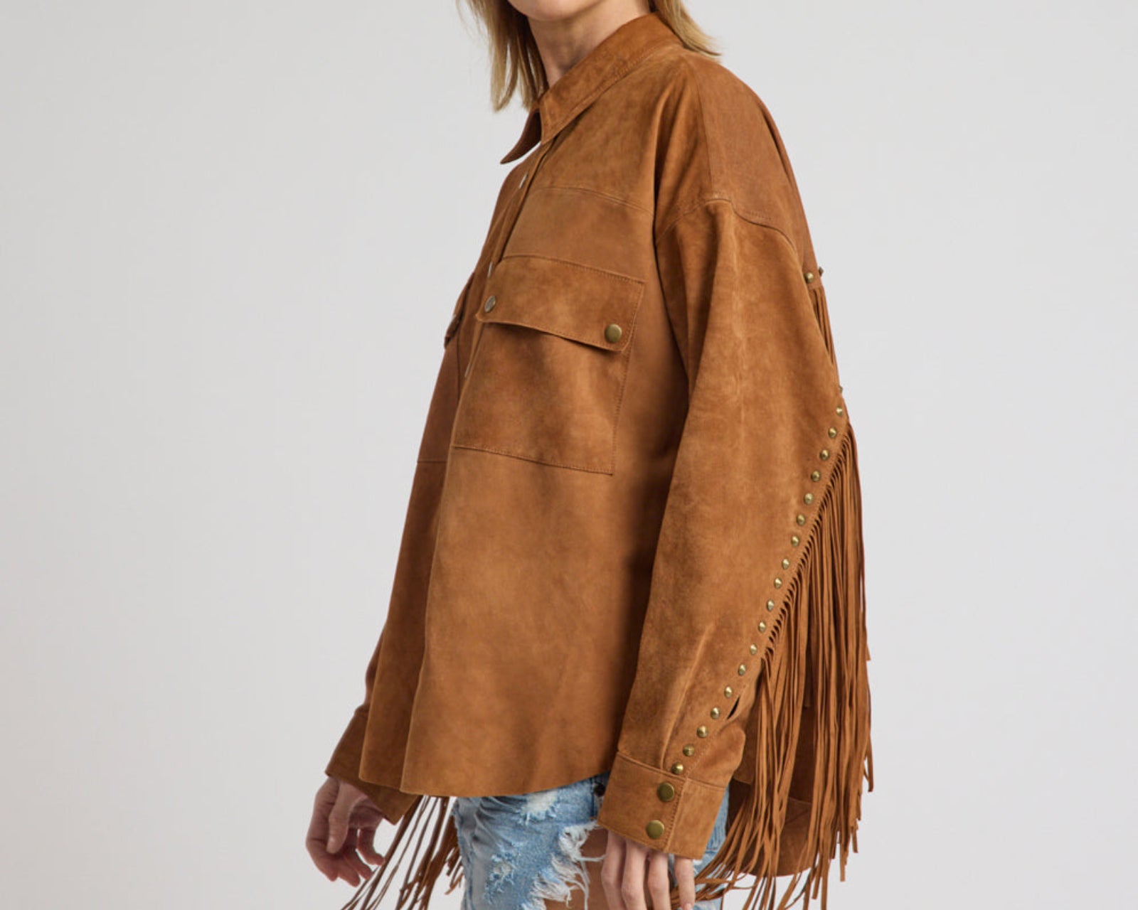 Daria Fringed Suede Jacket - Chestnut