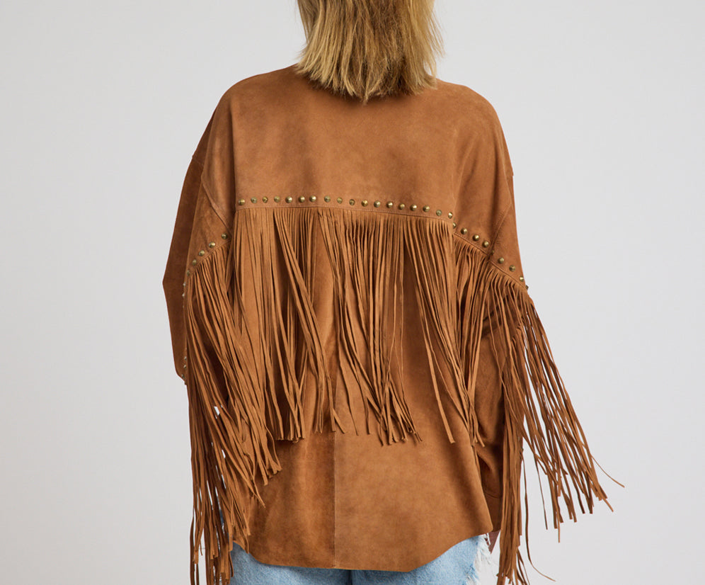 Daria Fringed Suede Jacket - Chestnut