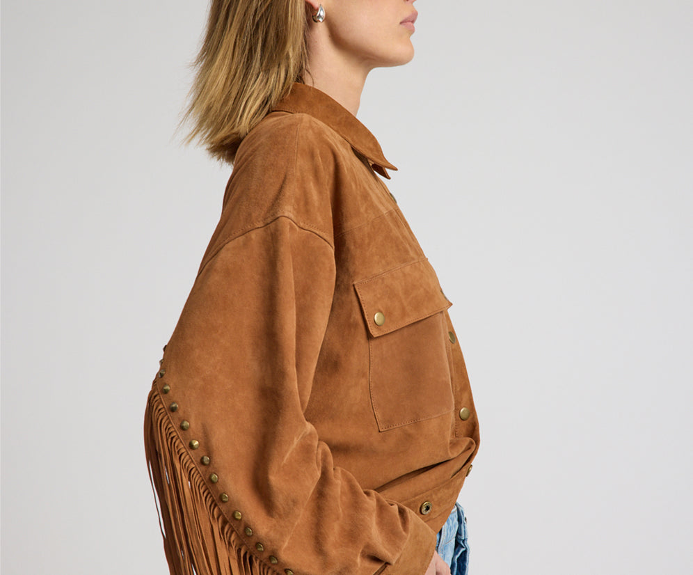 Daria Fringed Suede Jacket - Chestnut