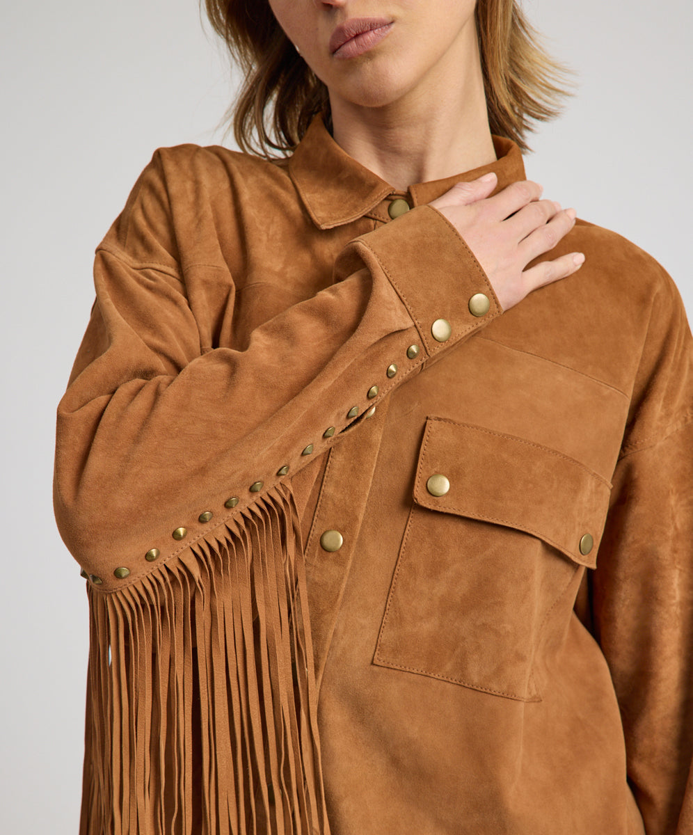 OneTeaSpoon SUEDE DARIAレザージャケット Daria Fringed Suede Jacket - Chestnut | One Teaspoon USA