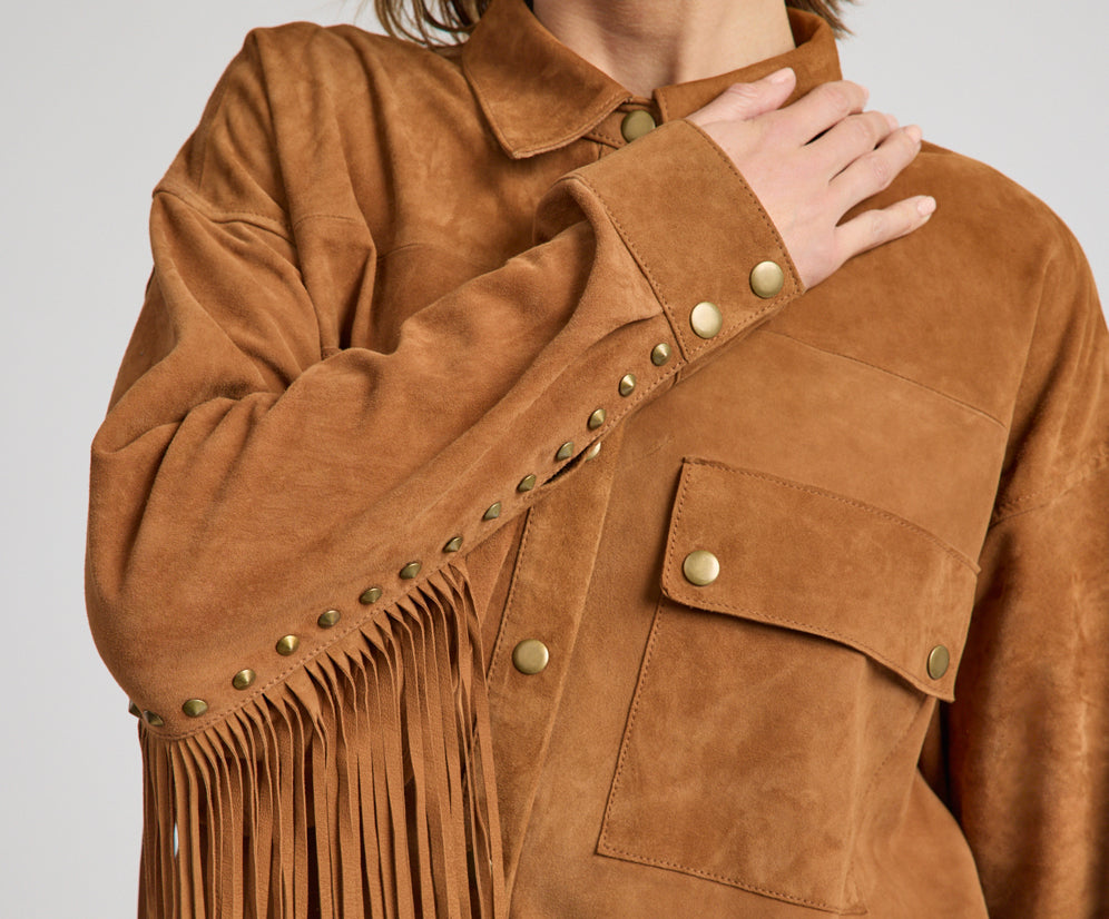 Daria Fringed Suede Jacket - Chestnut