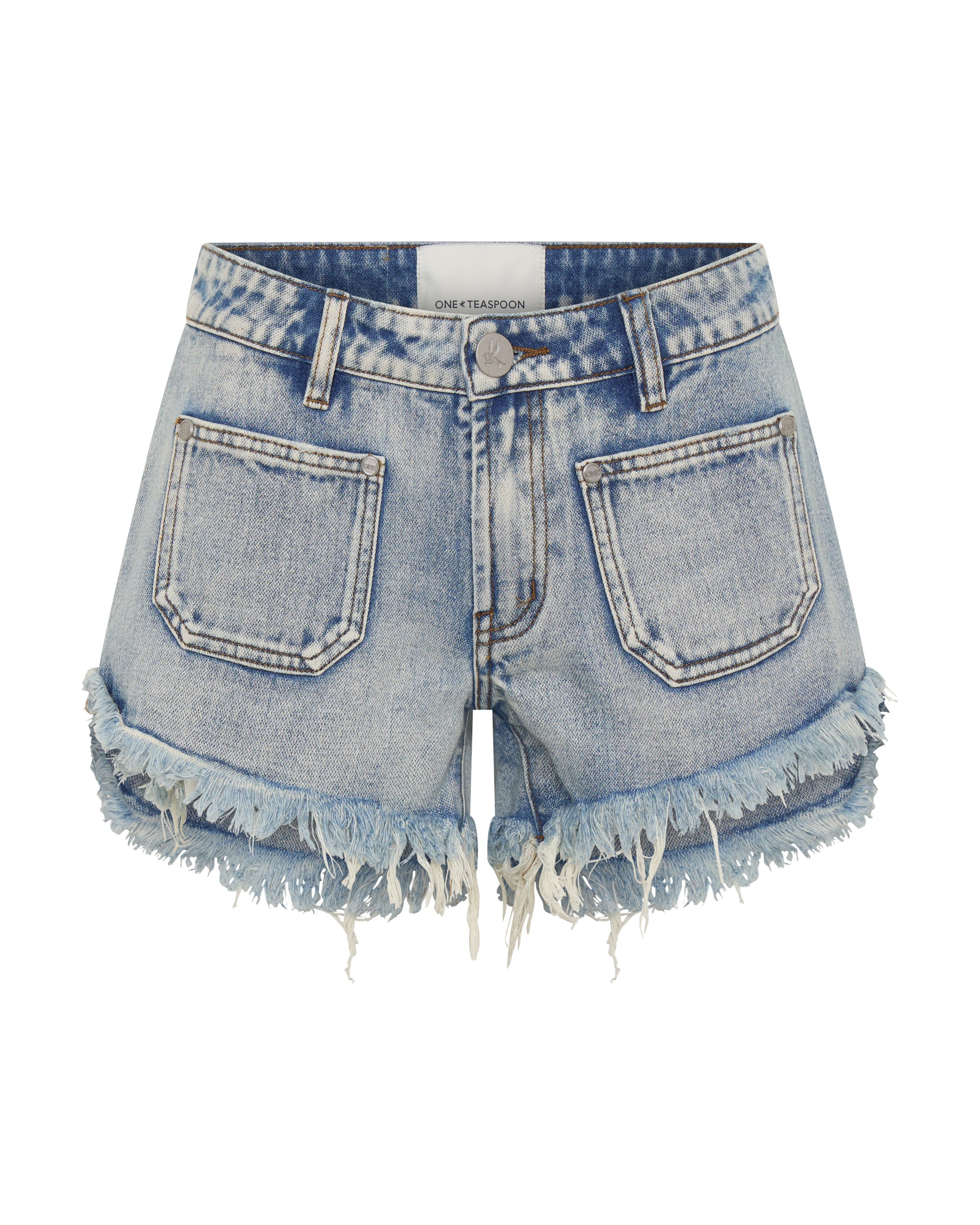 Retro Dukes Low Waist Mini Denim Shorts - Hendrixe Blue | One