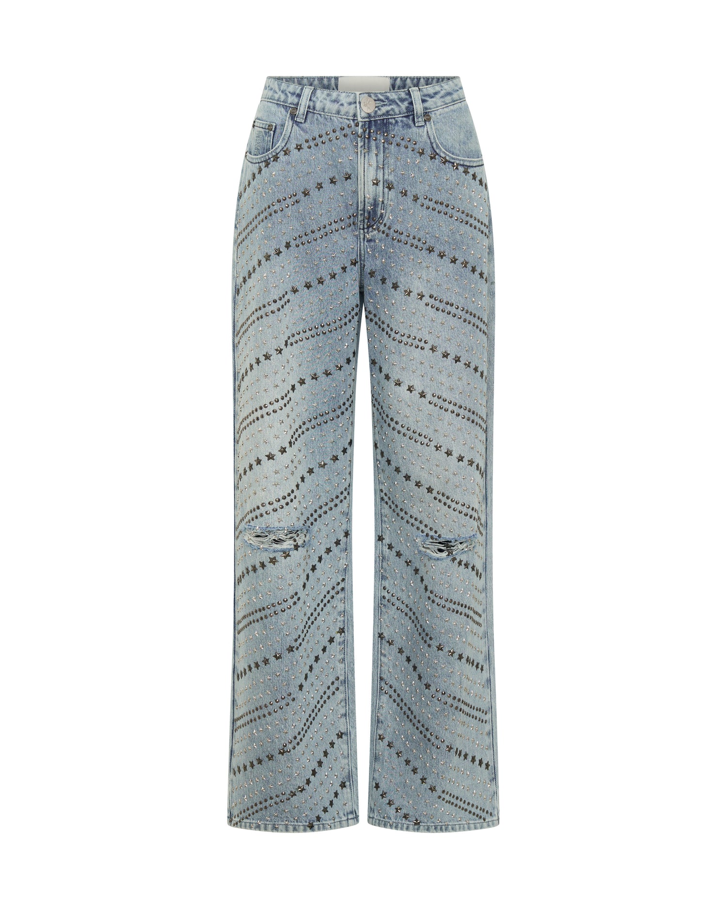 Sydney's Picks 25th Anniversary Limited Edition Jackson Mid Waist Wide Leg Studded Denim Jeans - Salty Dog