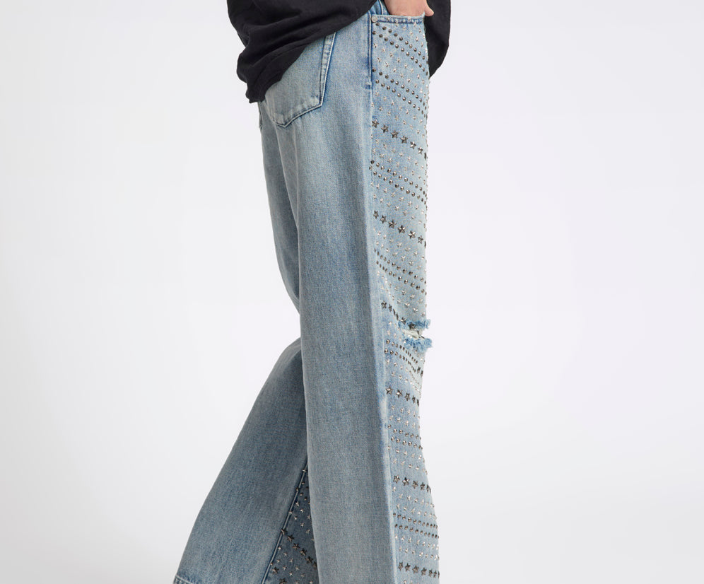 25th Anniversary Limited Edition Jackson Mid Waist Wide Leg Studded Denim Jeans - Salty Dog