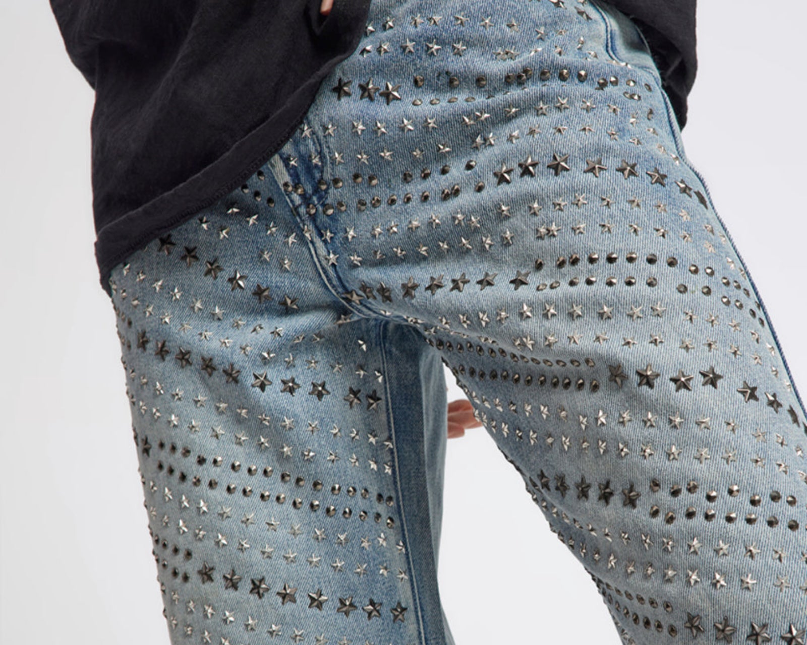 25th Anniversary Limited Edition Jackson Mid Waist Wide Leg Studded Denim Jeans - Salty Dog