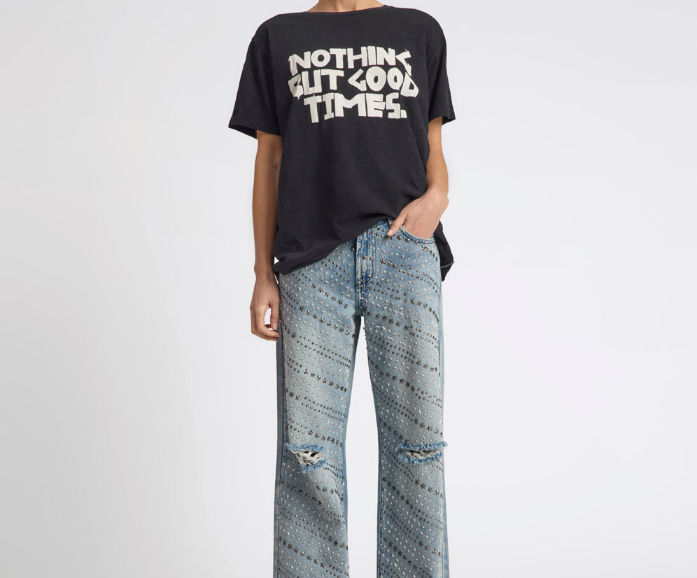 25th Anniversary Limited Edition Jackson Mid Waist Wide Leg Studded Denim Jeans - Salty Dog