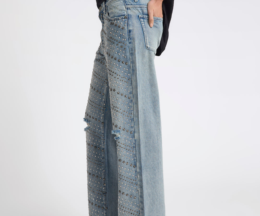 25th Anniversary Limited Edition Jackson Mid Waist Wide Leg Studded Denim Jeans - Salty Dog