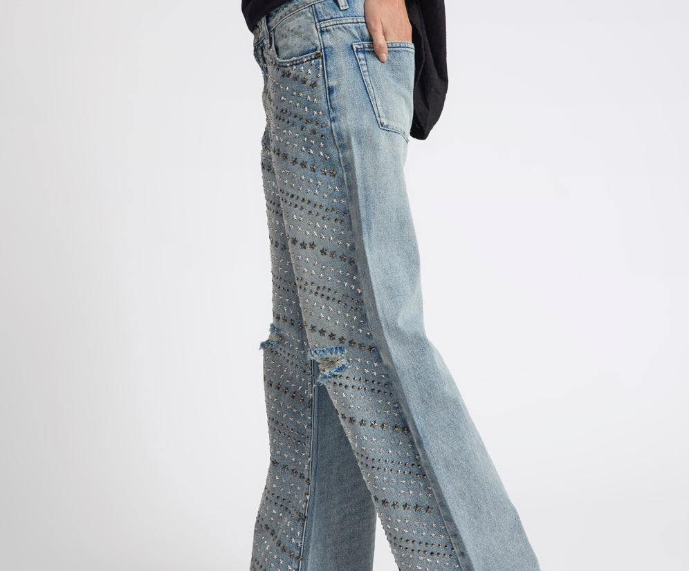 25th Anniversary Limited Edition Jackson Mid Waist Wide Leg Studded Denim Jeans - Salty Dog