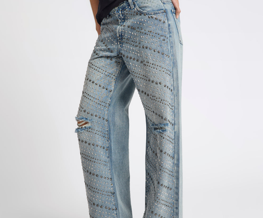 25th Anniversary Limited Edition Jackson Mid Waist Wide Leg Studded Denim Jeans - Salty Dog
