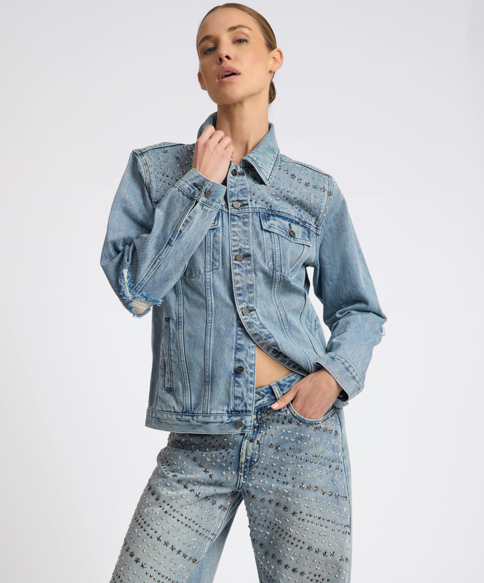 Sydney's Picks 25th Anniversary Limited Edition Trucker Studded Denim Jacket - Salty Dog