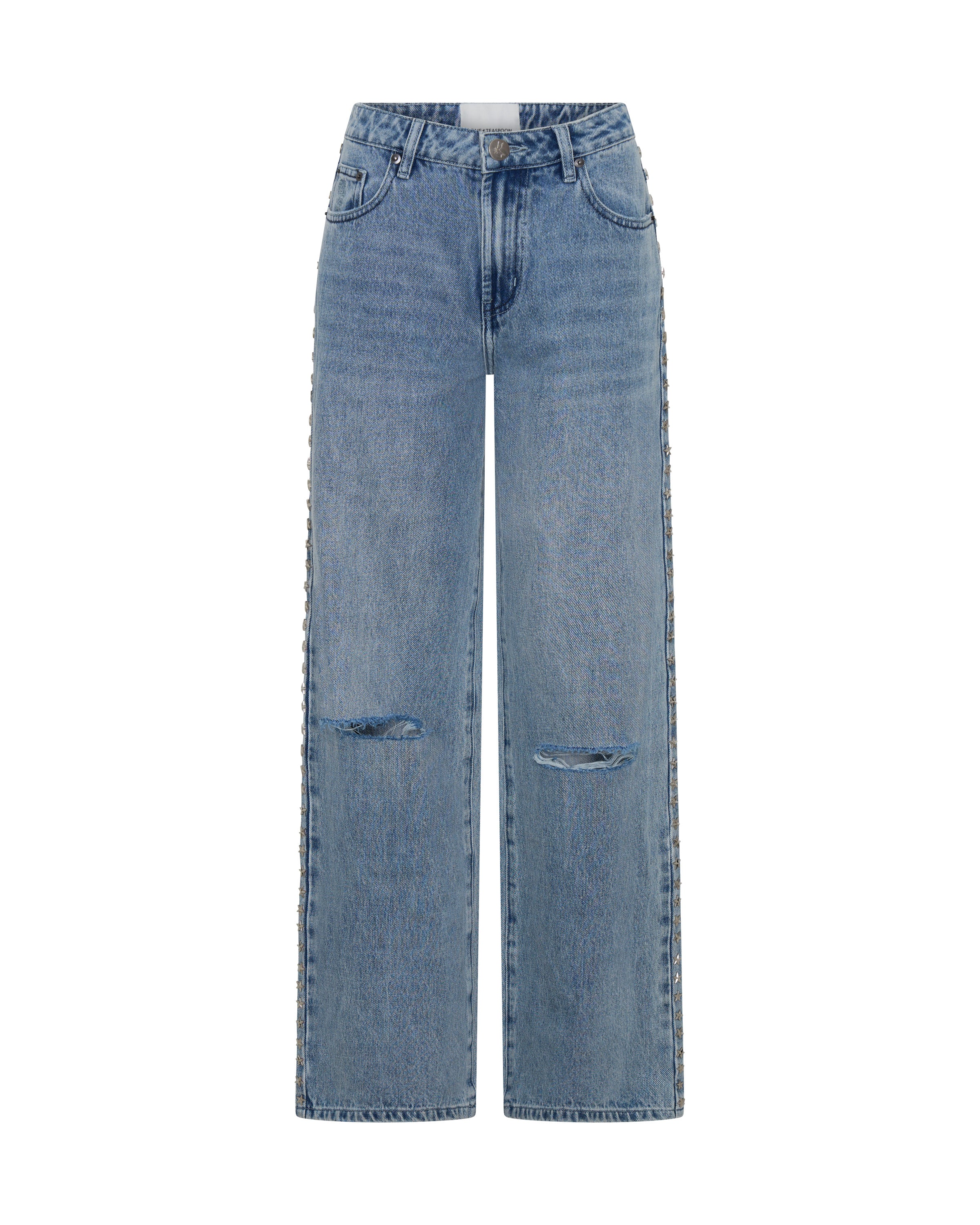 25th Anniversary Jackson Mid Waist Wide Leg Studded Denim