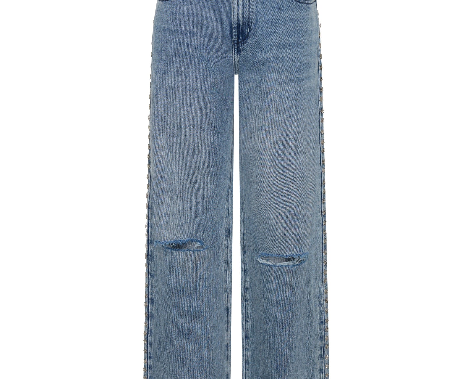 25th Anniversary Jackson Mid Waist Wide Leg Studded Denim Jeans - Salty Dog