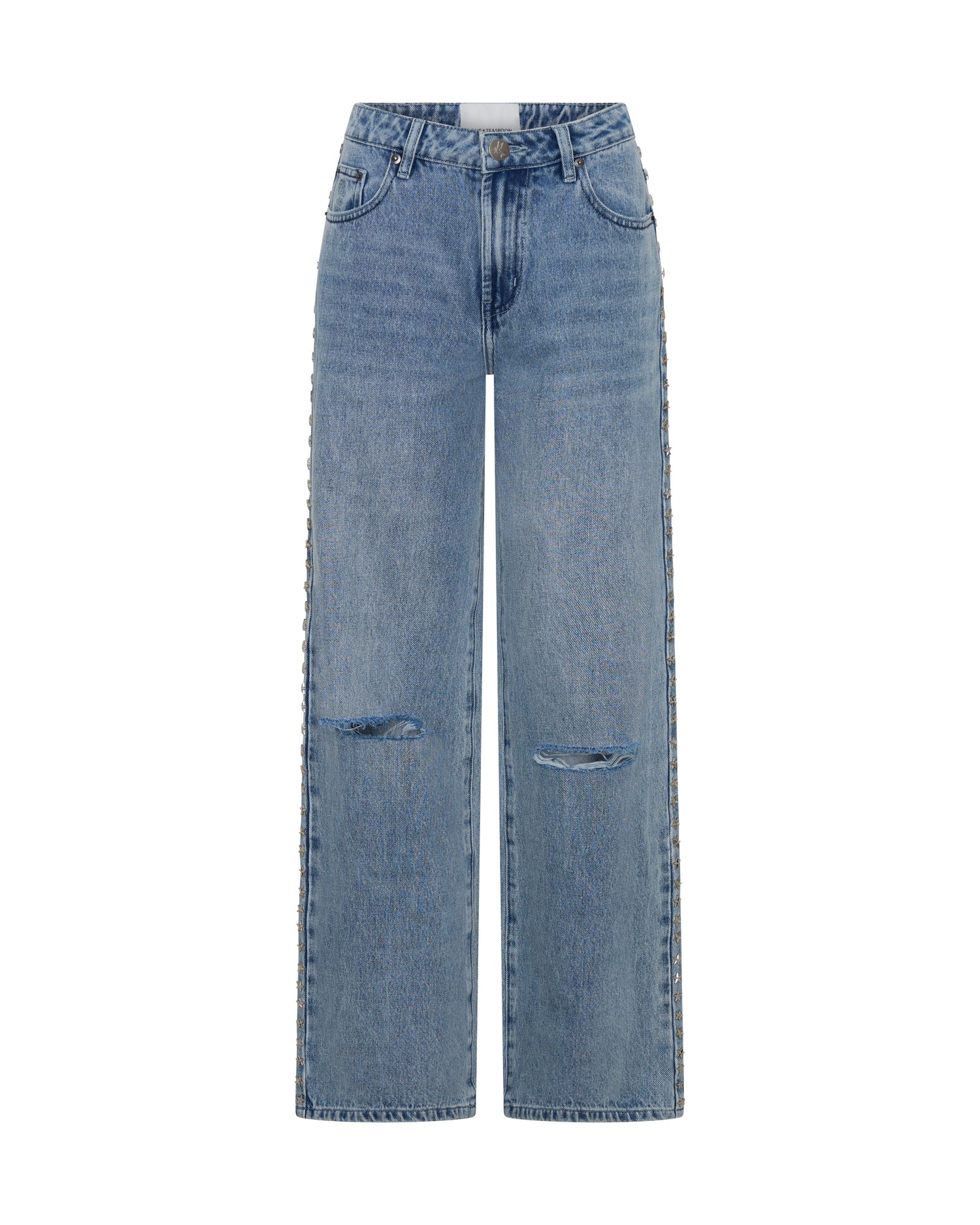 Products 25th Anniversary Jackson Mid Waist Wide Leg Studded Denim Jeans - Salty Dog