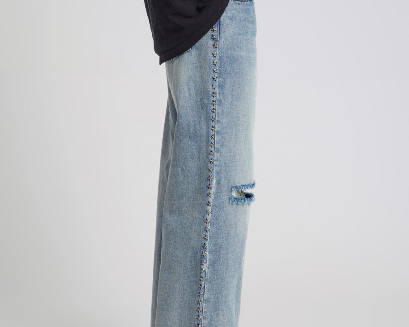 25th Anniversary Jackson Mid Waist Wide Leg Studded Denim Jeans - Salty Dog