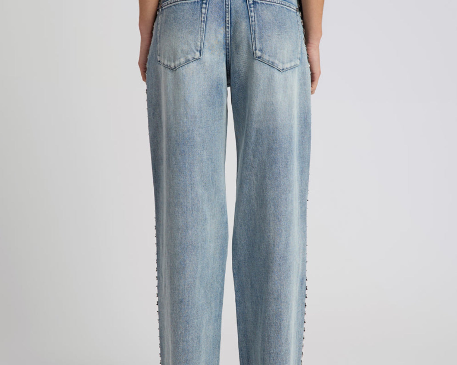 25th Anniversary Jackson Mid Waist Wide Leg Studded Denim Jeans - Salty Dog