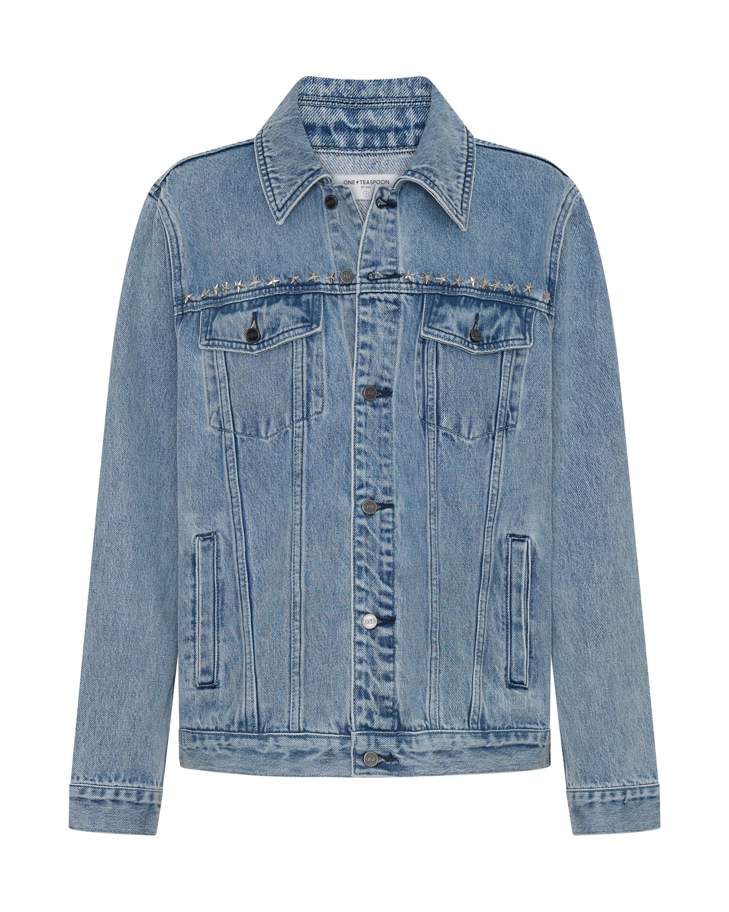 Sydney's Picks 25th Anniversary Trucker Studded Denim Jacket - Salty Dog