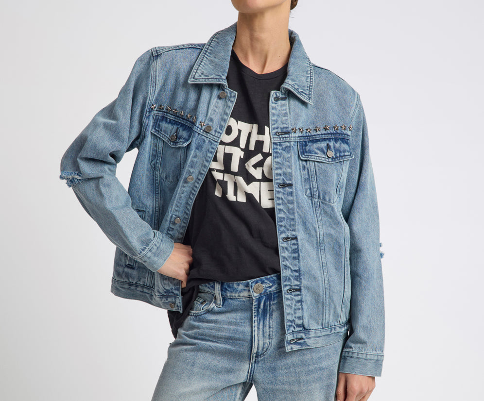 25th Anniversary Trucker Studded Denim Jacket - Salty Dog