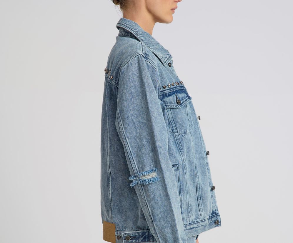 25th Anniversary Trucker Studded Denim Jacket - Salty Dog