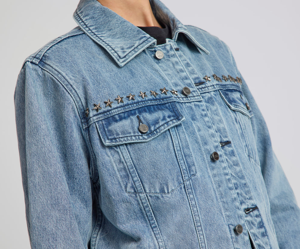 25th Anniversary Trucker Studded Denim Jacket - Salty Dog