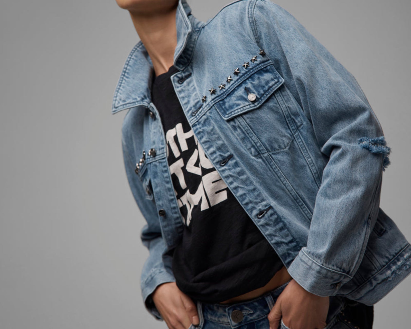 25th Anniversary Trucker Studded Denim Jacket - Salty Dog