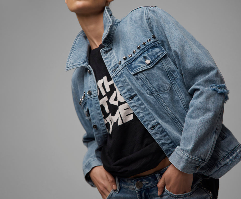 25th Anniversary Trucker Studded Denim Jacket - Salty Dog