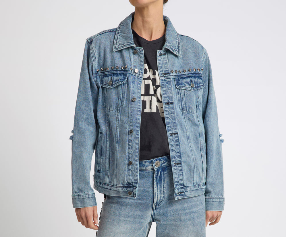 25th Anniversary Trucker Studded Denim Jacket - Salty Dog