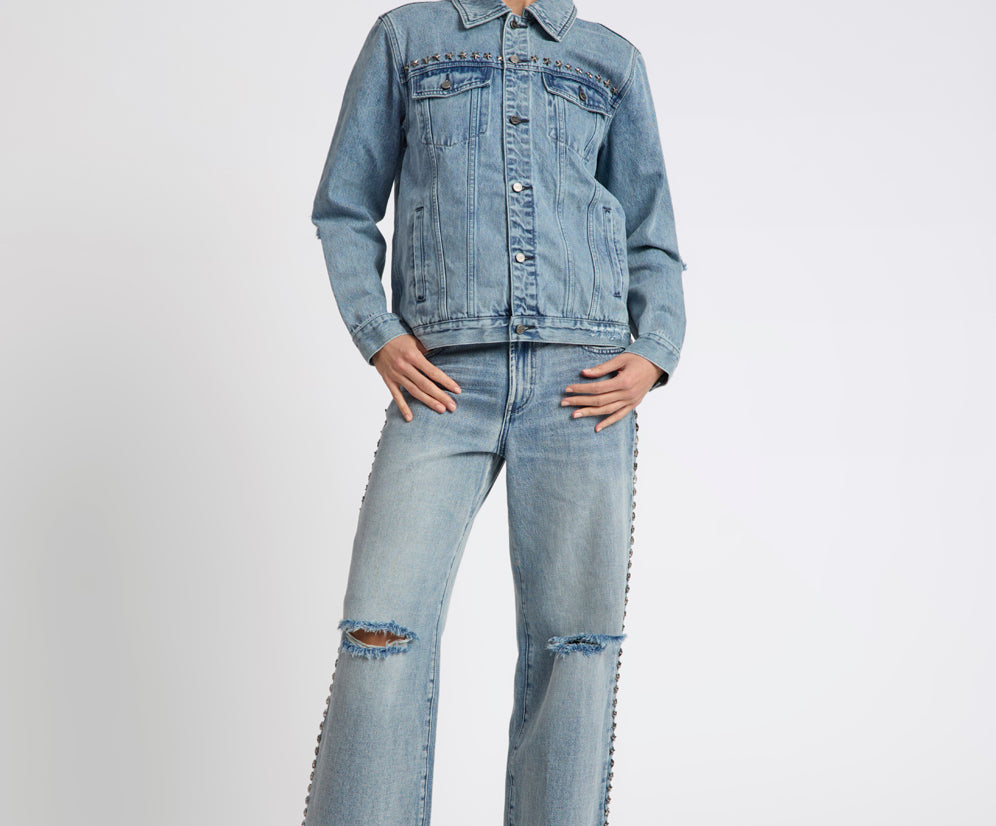 25th Anniversary Trucker Studded Denim Jacket - Salty Dog