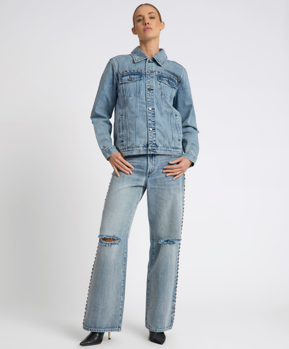 Sydney's Picks 25th Anniversary Trucker Studded Denim Jacket - Salty Dog