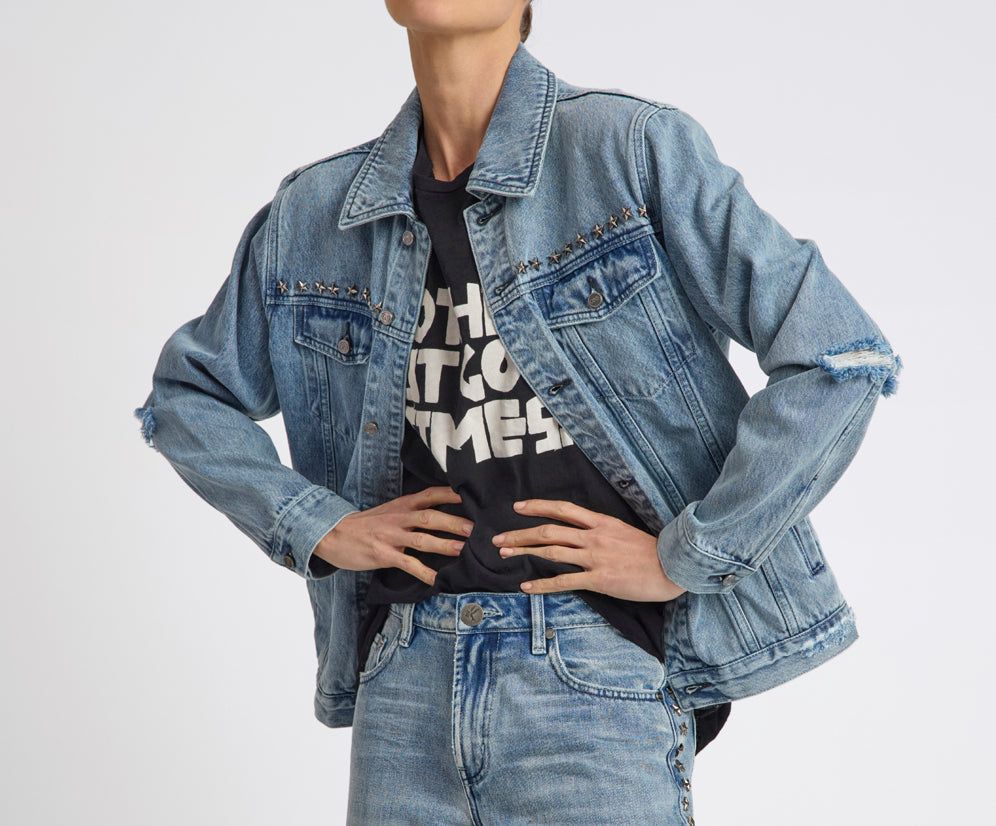 25th Anniversary Trucker Studded Denim Jacket - Salty Dog