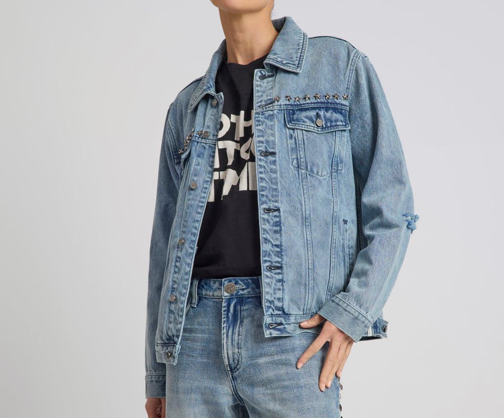 25th Anniversary Trucker Studded Denim Jacket - Salty Dog