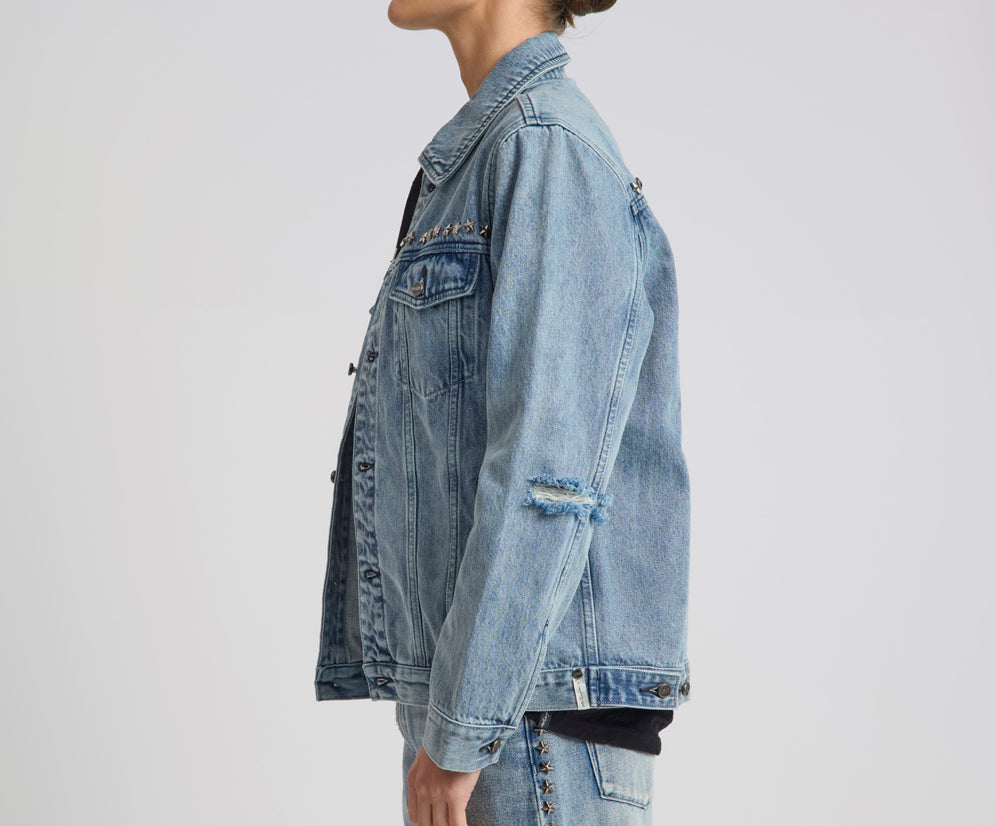 25th Anniversary Trucker Studded Denim Jacket - Salty Dog