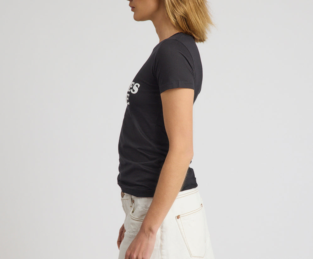 No Pictures Please Fitted Tee - Black