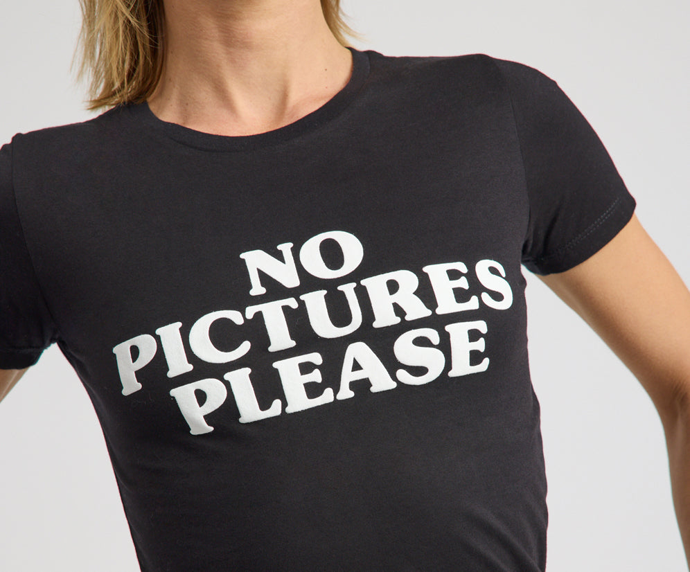 No Pictures Please Fitted Tee - Black