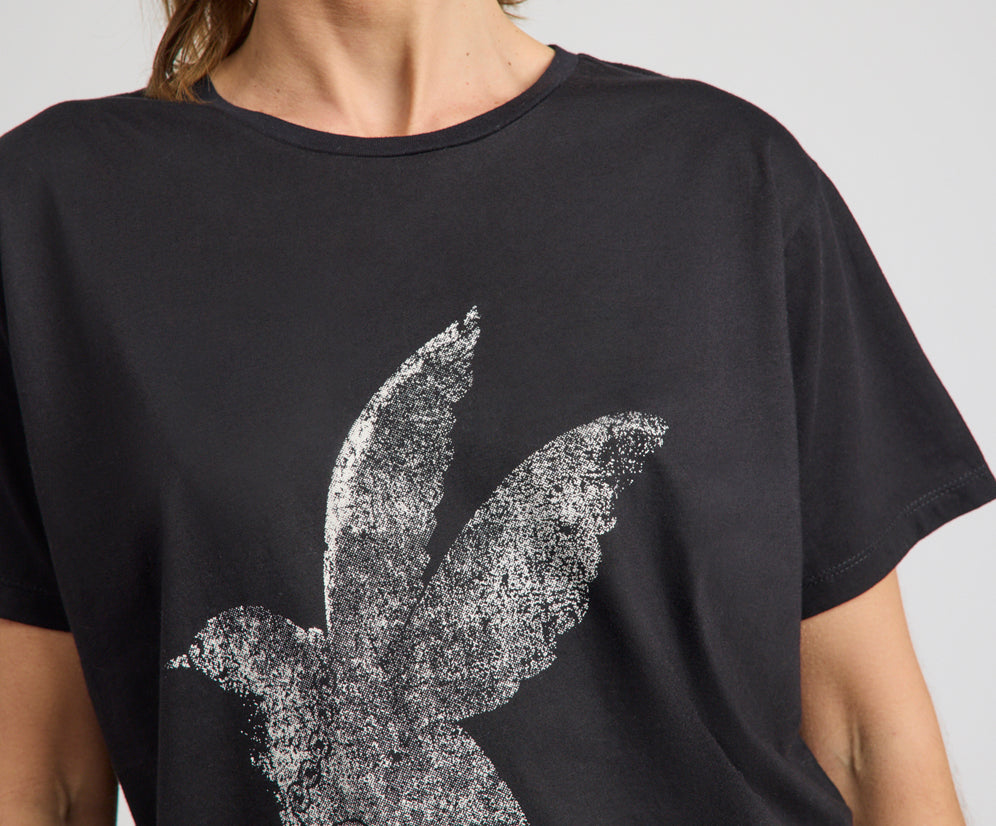 Brushed Bowerbird Boyfriend Tee - Black