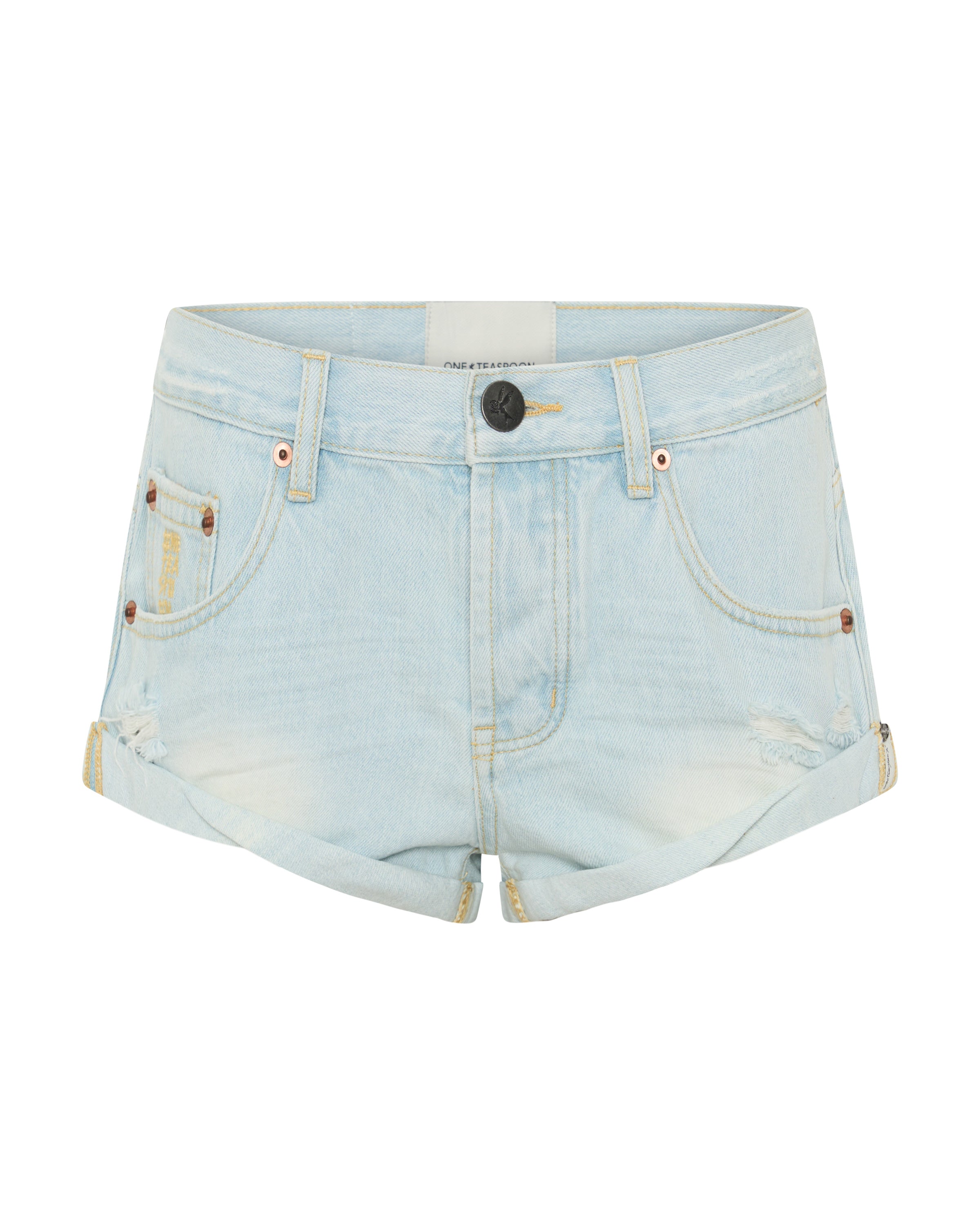 Bandits Low Waist Star Stitched Denim Shorts - Bel Air Blue | One