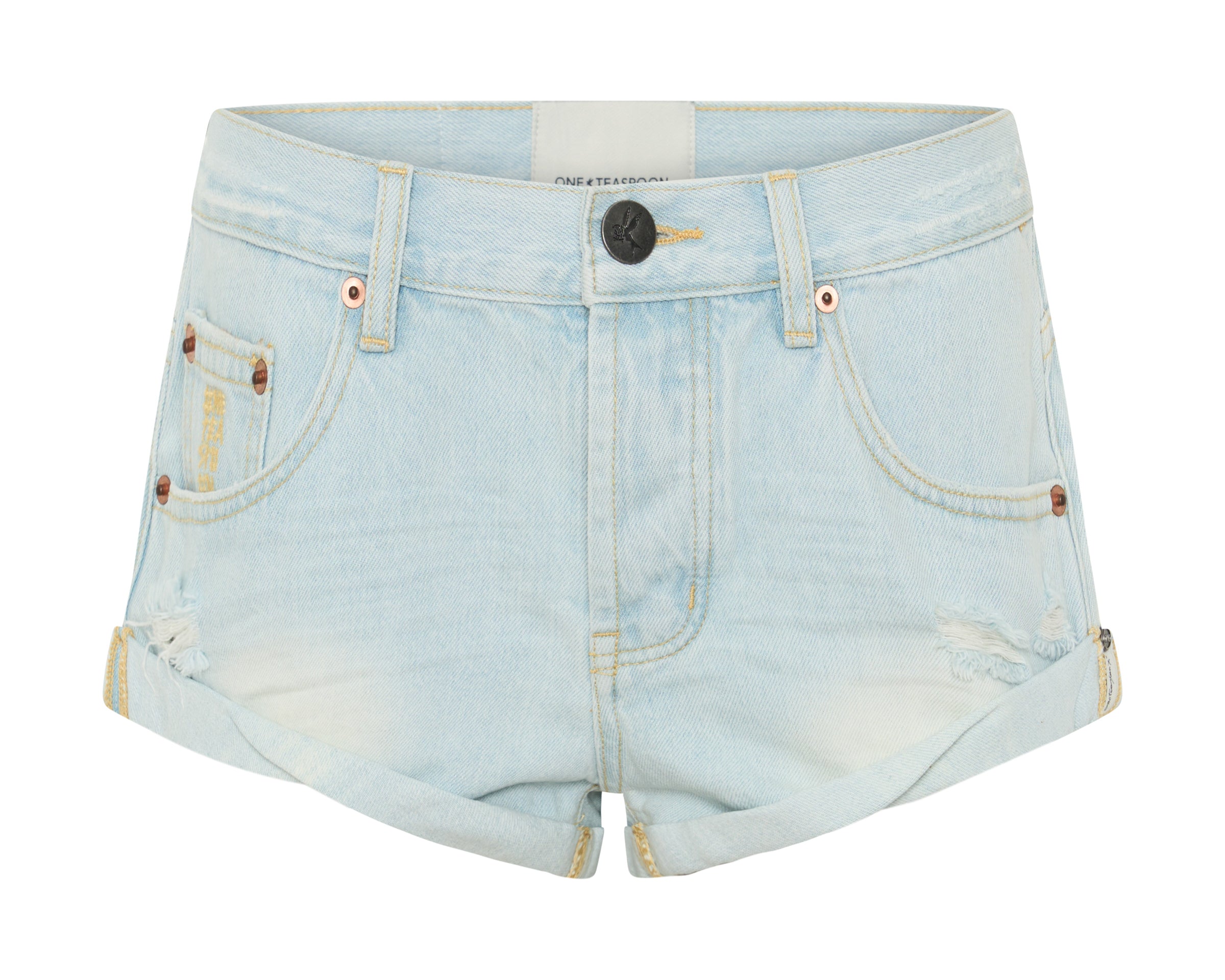 Bandits Low Waist Star Stitched Denim Shorts - Bel Air Blue