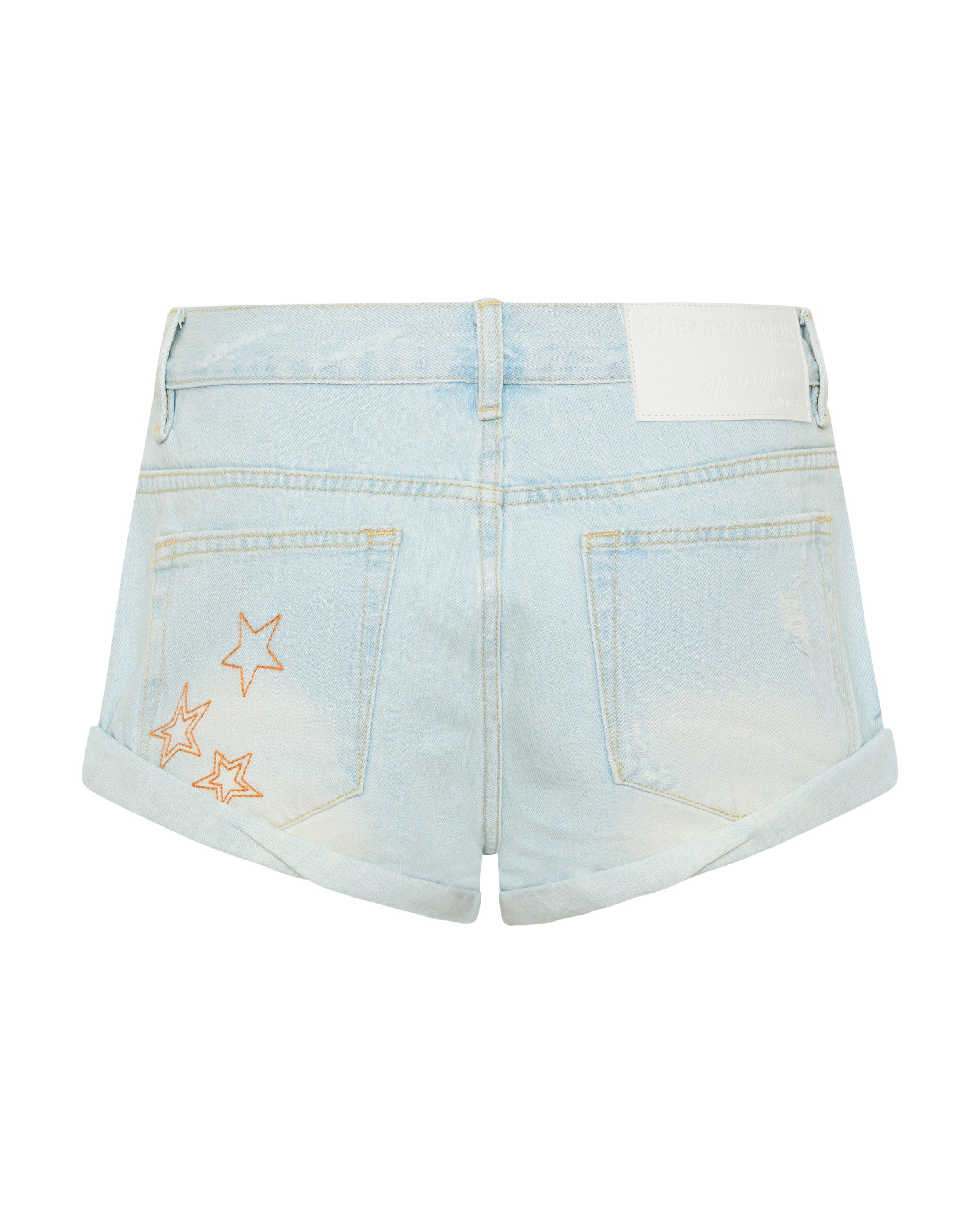 Bandits Low Waist Star Stitched Denim Shorts - Bel Air Blue | One