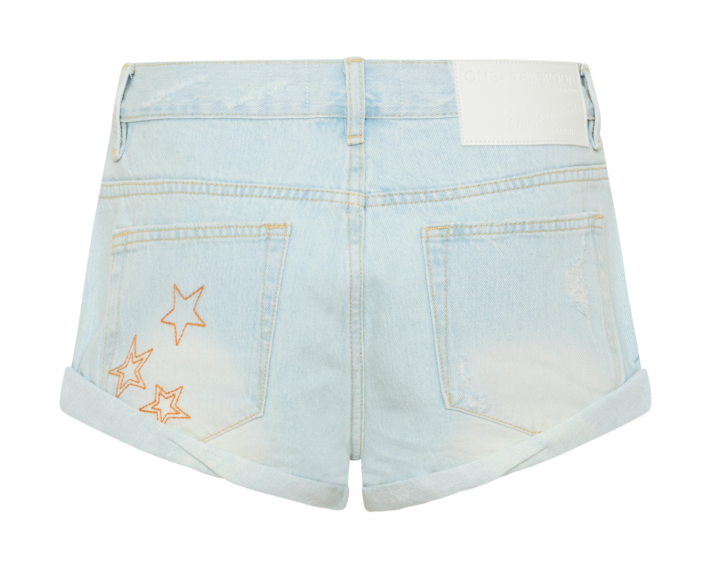 Bandits Low Waist Star Stitched Denim Shorts - Bel Air Blue