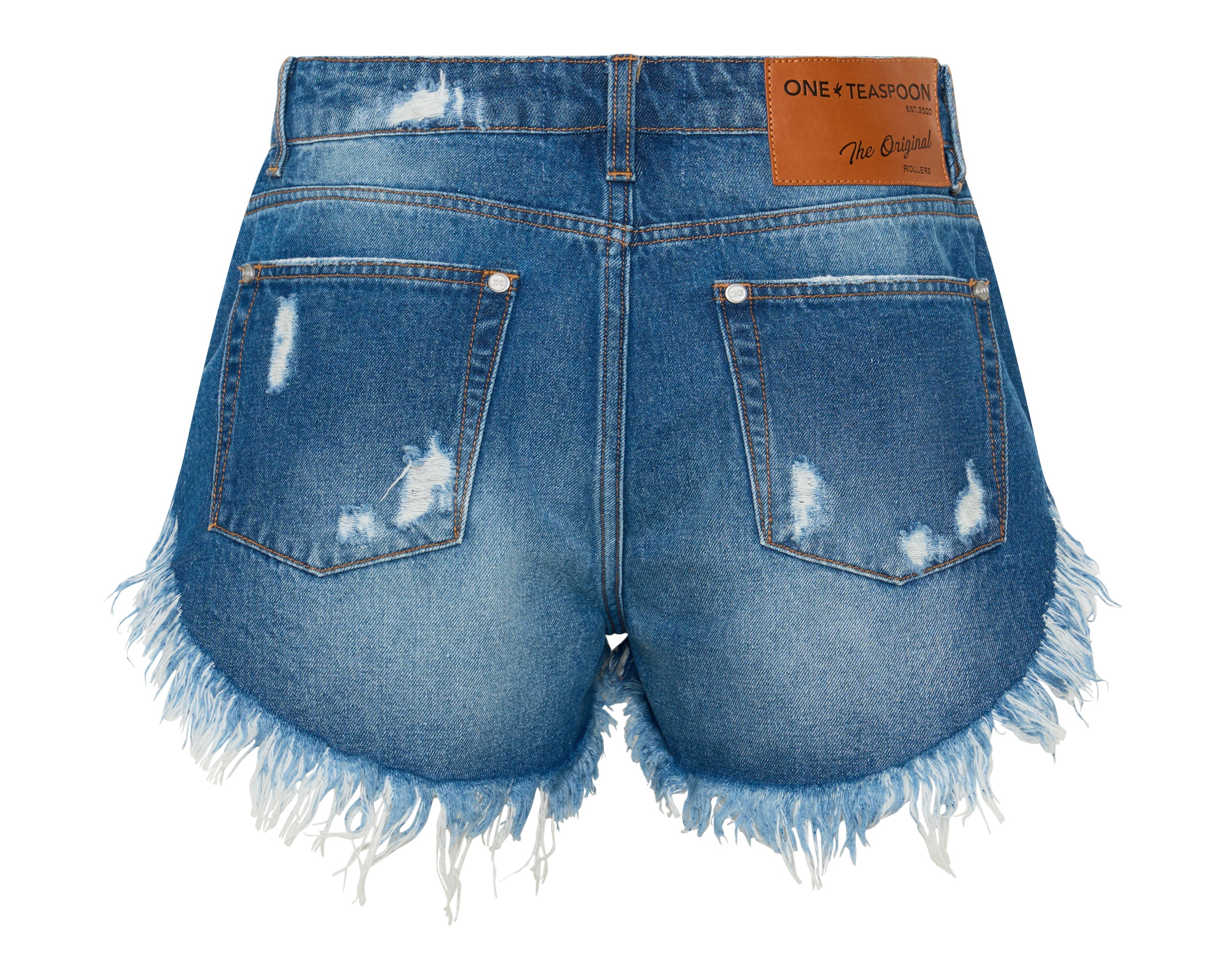 Rollers Low Waist Messed Up Denim Shorts - Pacifica Blue