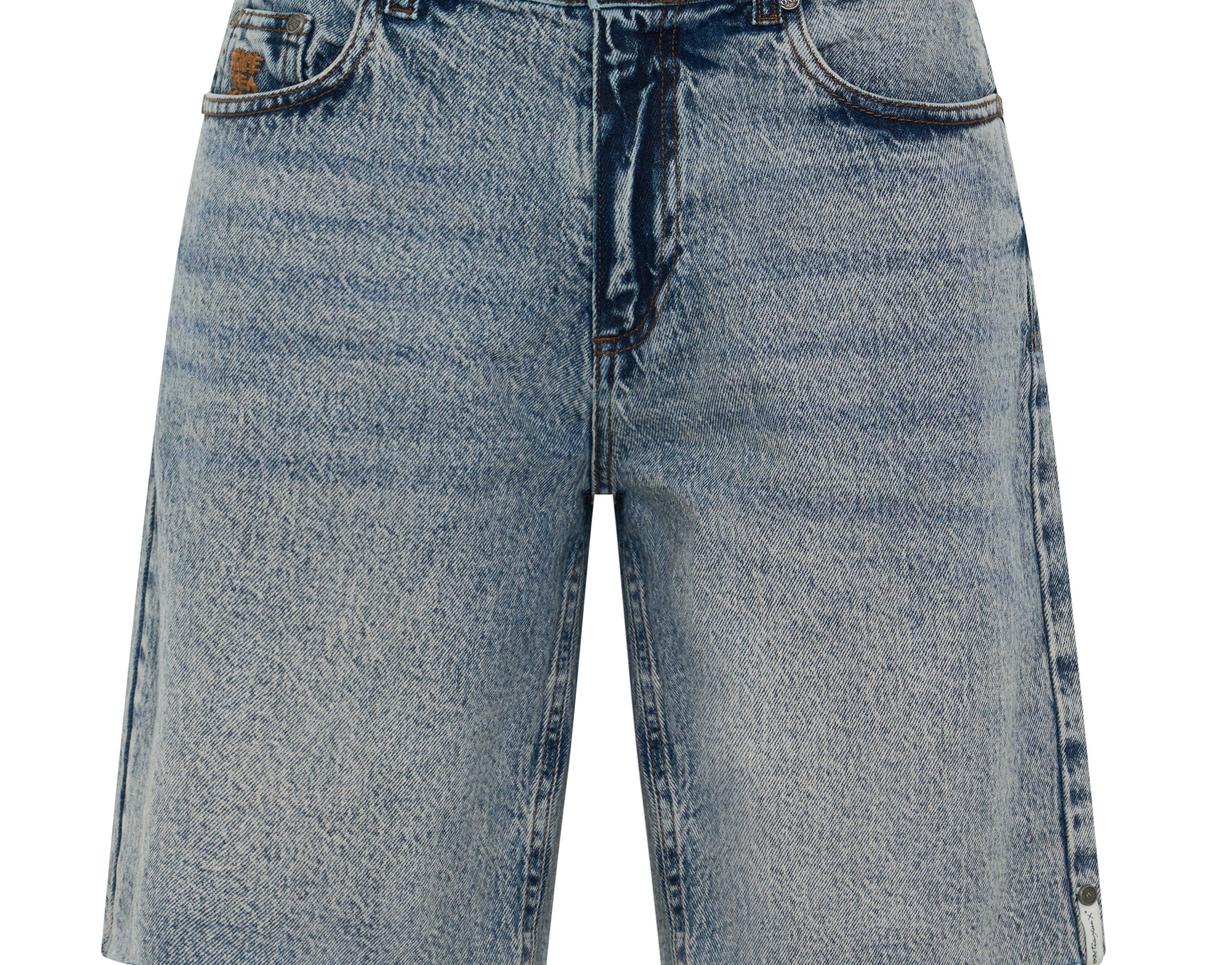 Le Cats Mid Waist Wide Leg Boyfriend Denim Shorts - Cloud Blue