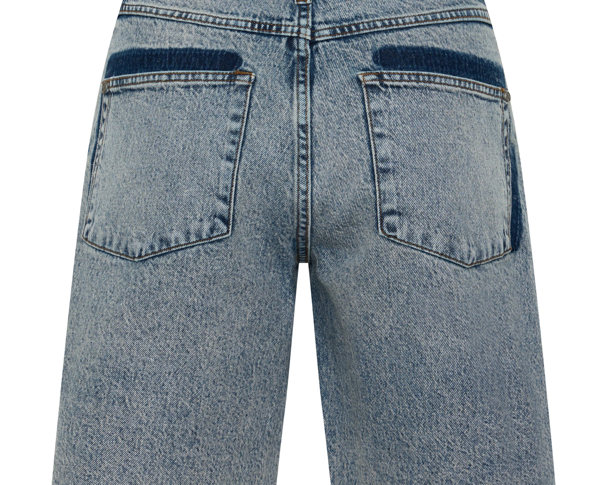 Le Cats Mid Waist Wide Leg Boyfriend Denim Shorts - Cloud Blue