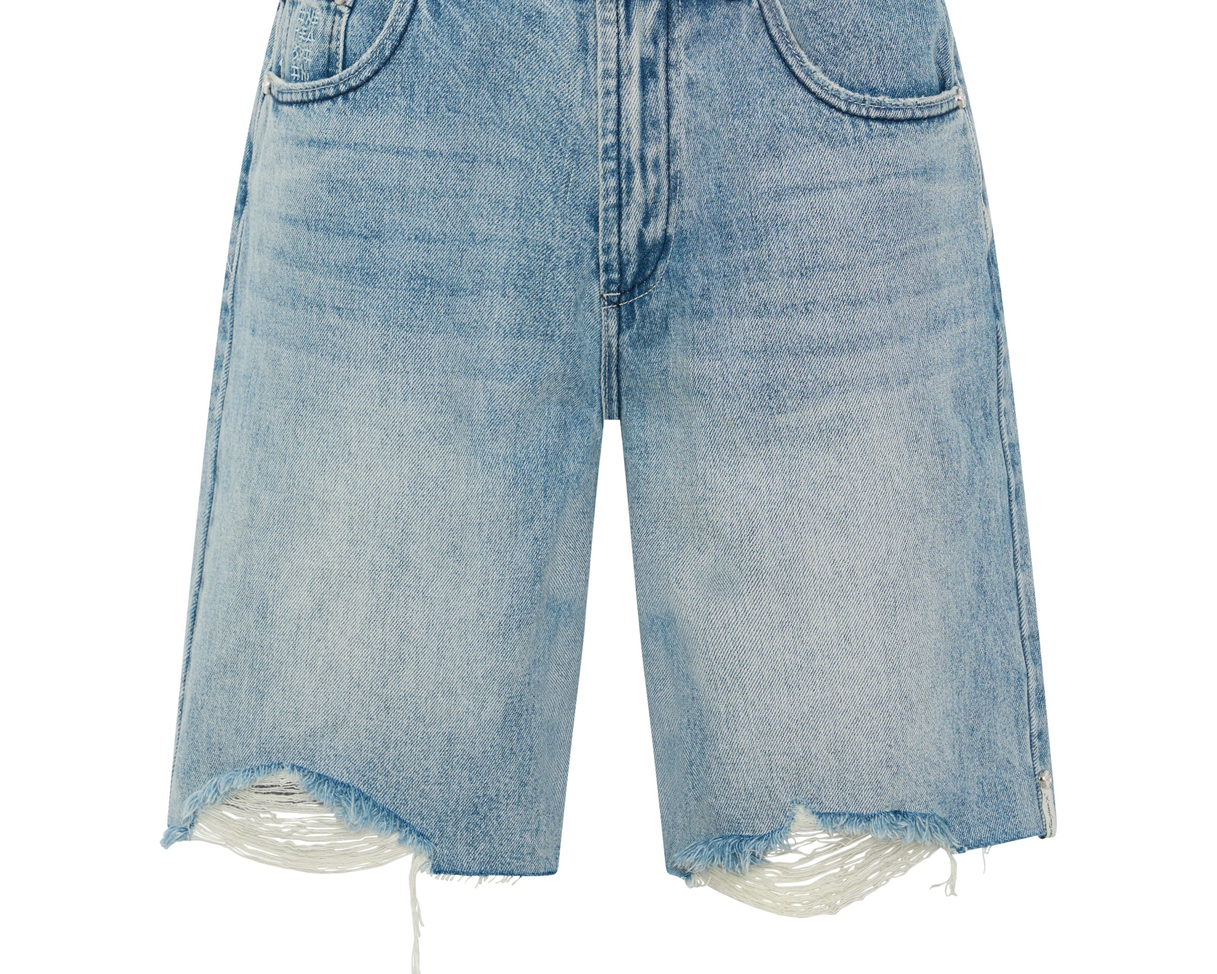 Rebel Rise High Waist Long Length Denim Shorts - Salty Dog