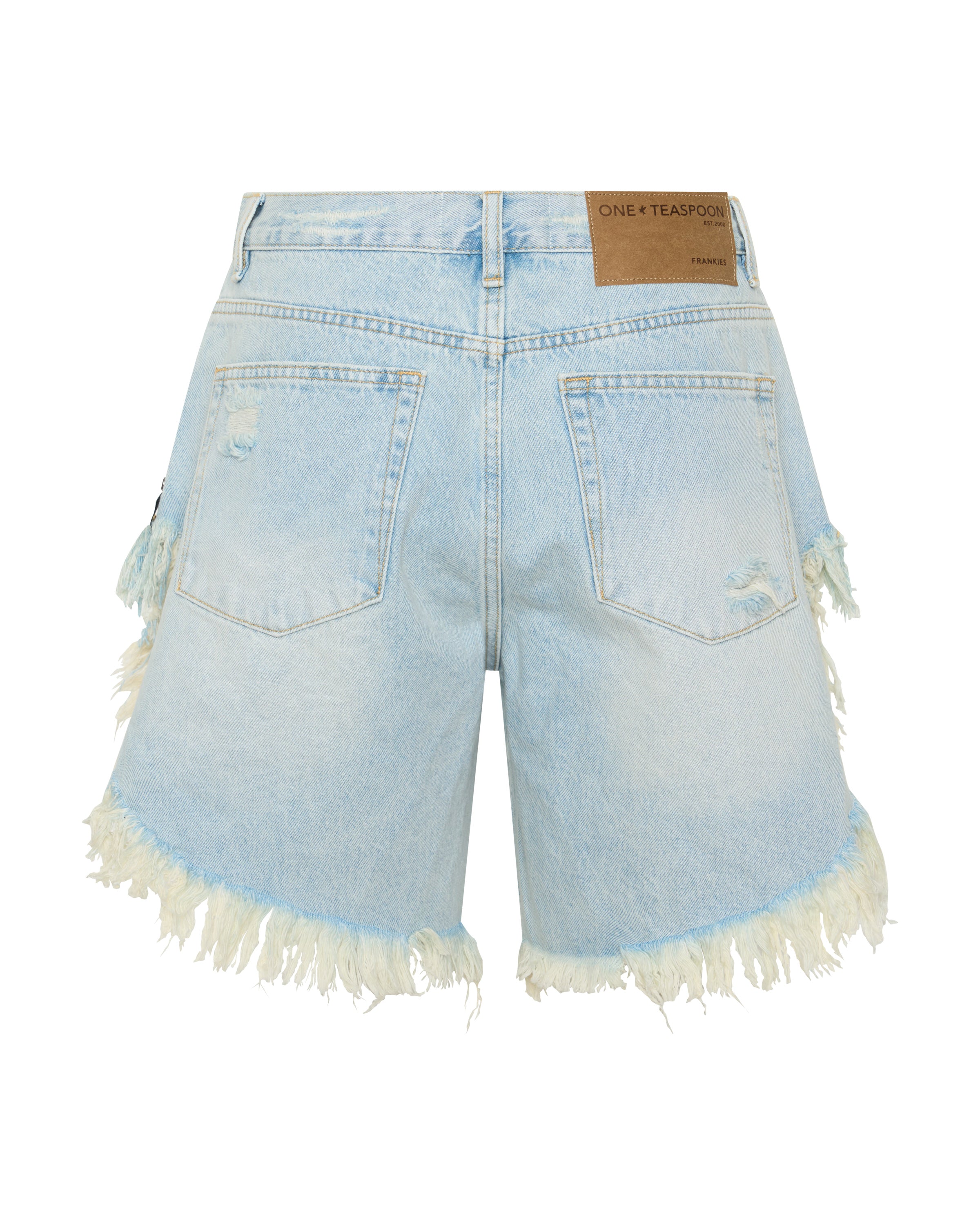 Frankies Low Waist Long Length Denim Shorts - Cosmic Blue | One