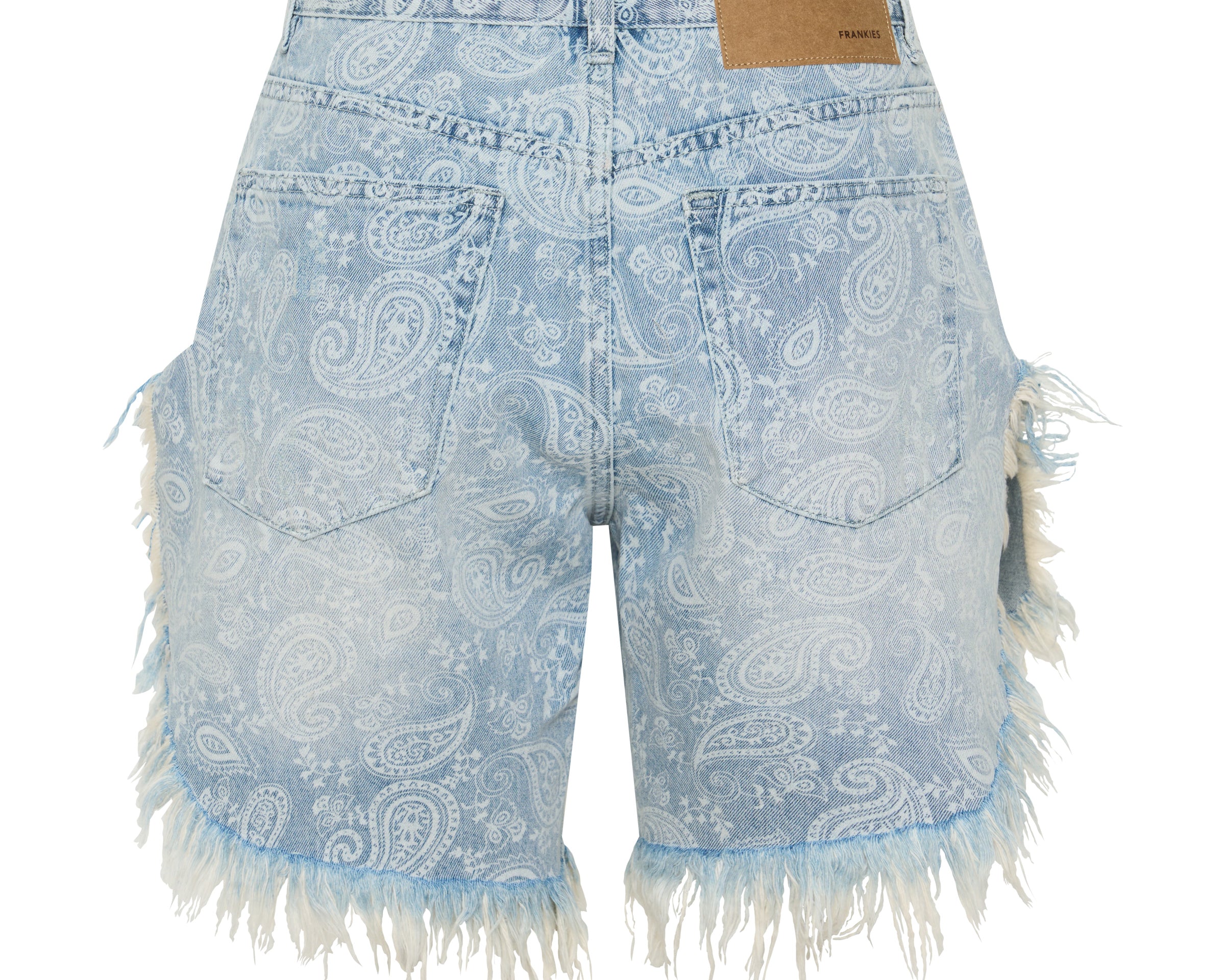Frankies Low Waist Long Length Denim Shorts - Paisley Era Blue